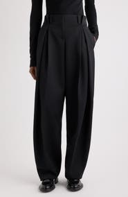 Givenchy Pinched Pleat Wide Leg Wool Pants