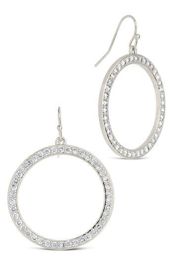 Sterling Forever Della Cubic Zirconia Circle Drop Earrings In Silver