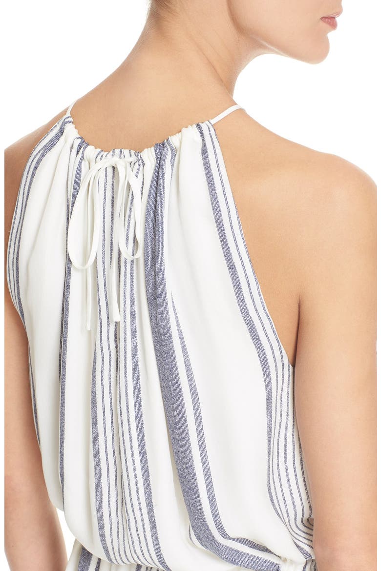 'Sief' Stripe Silk Dress, Alternate, color, PORCELAIN/ DARK NAVY