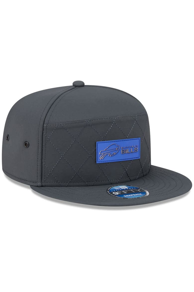 Men's New Era Charcoal Buffalo Bills 2025 Sideline Cold Weather Split Panel 9FIFTY Snapback Hat, Alternate, color, Charcoal