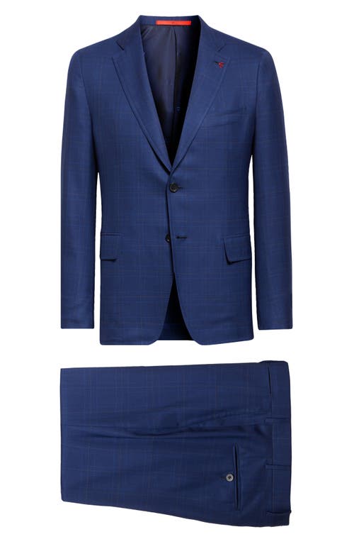Isaia Sanita Windowpane Check Wool Suit In Blue Medio 810