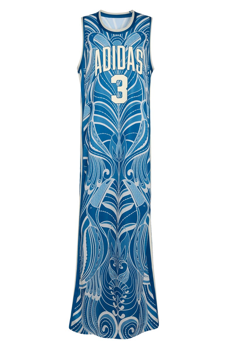 adidas Farm Rio 3-Stripes Jersey Dress, Alternate, color, Dark Marine/ Cream White