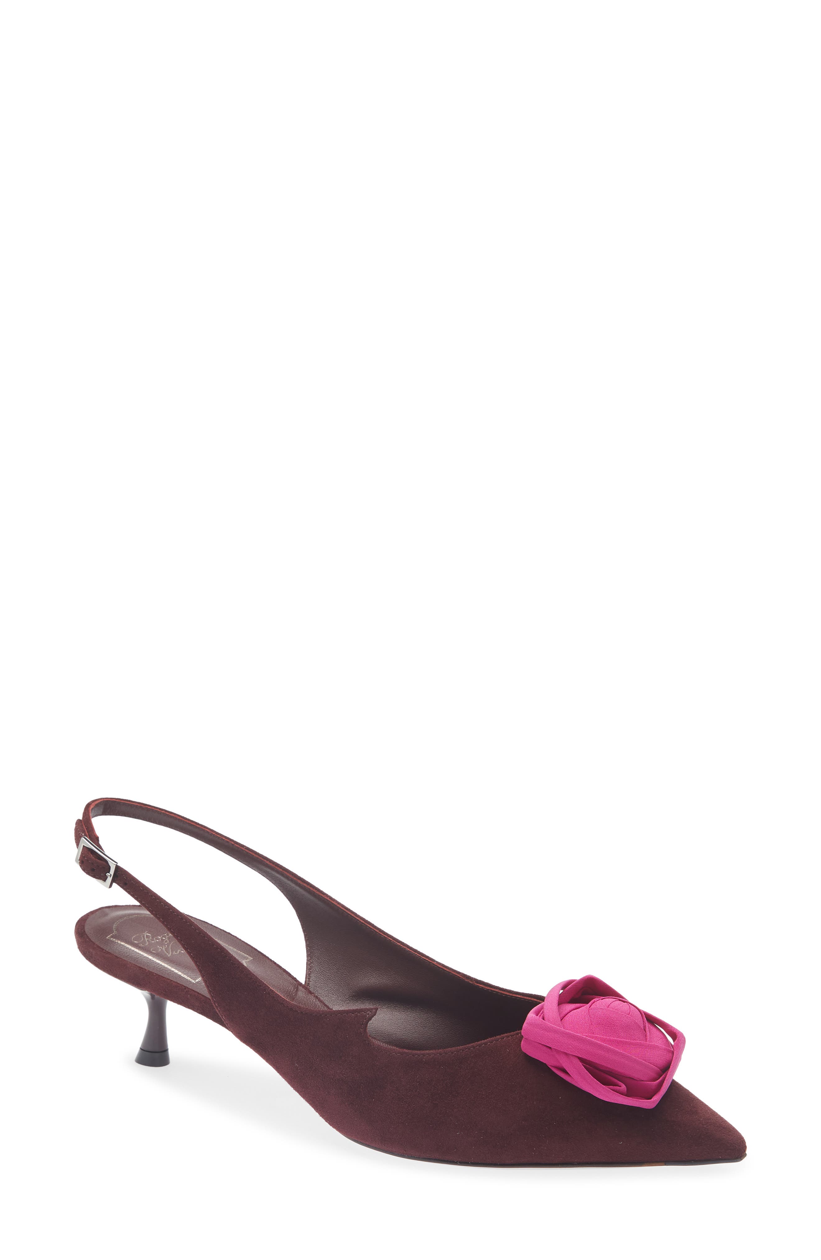 I Love Vivier Roses Slingback Pump, Main, color, KRAFT CHIA/ FUXIA MEDIO