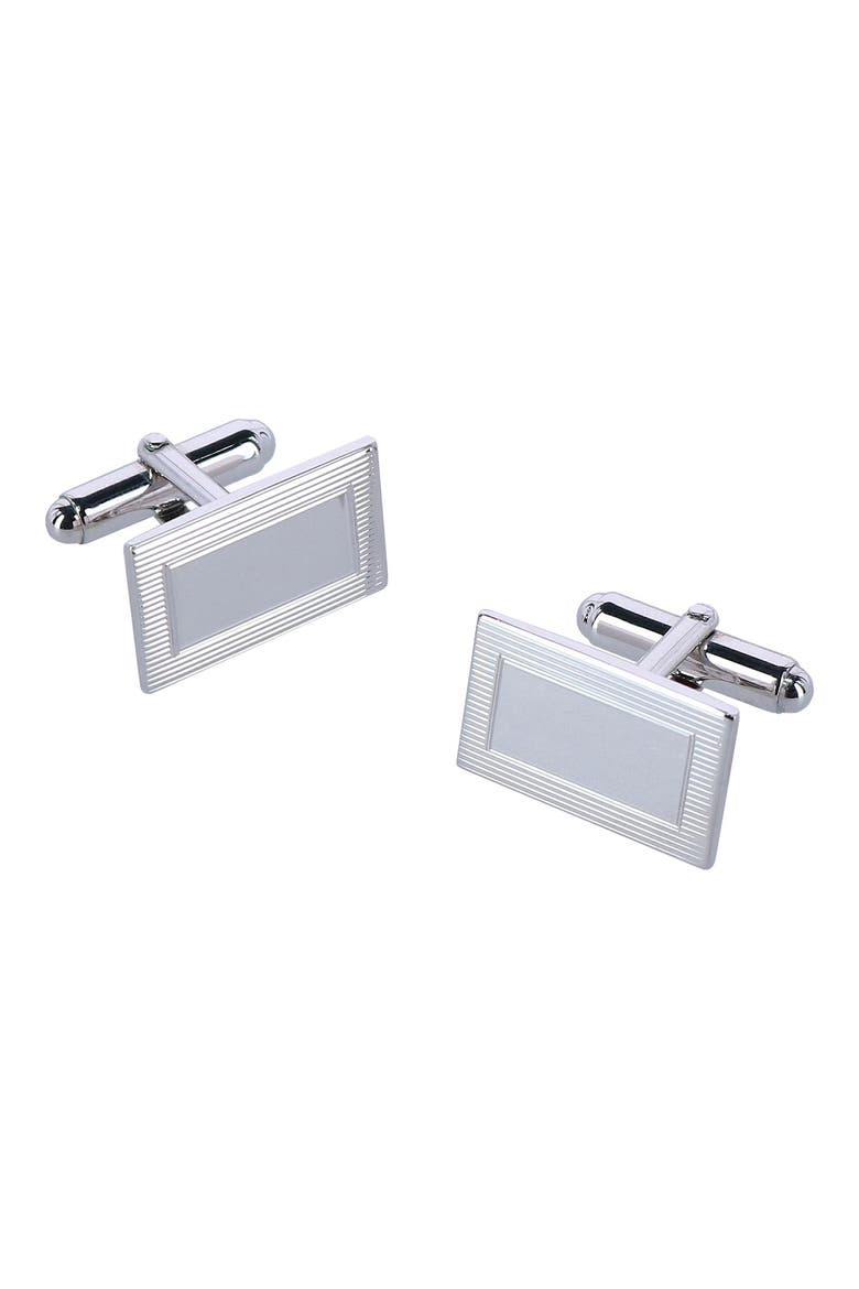 Sterling Silver Rectangle Cuff Links, Main, color, SILVER
