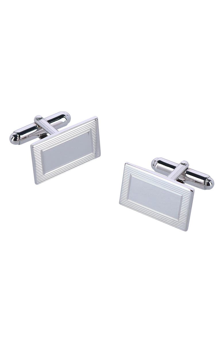 Trafalgar Sterling Silver Rectangle Cuff Links, Main, color, Silver