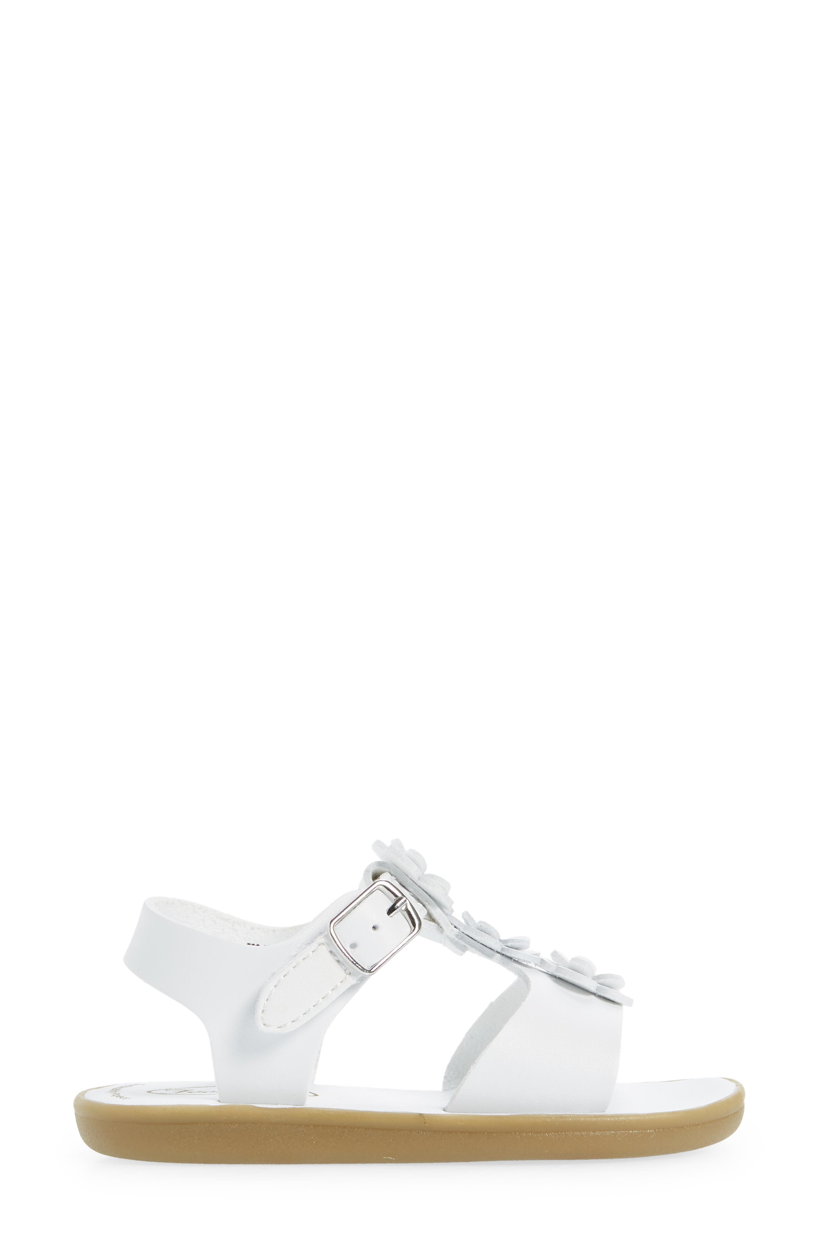 Footmates Jasmine Metallic Flower Waterproof Sandal, Alternate, color, White Micro