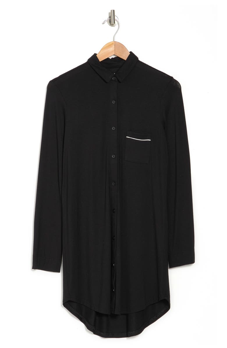 NORDSTROM RACK Tranquility Button Front Nightshirt, Alternate, color, Black