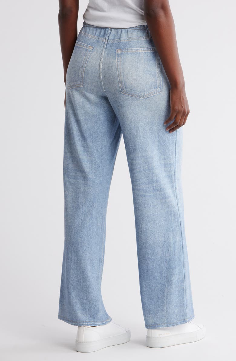 ECRU Mirage Denim Printed French Terry Wide Leg Pants, Alternate, color, Light Wash