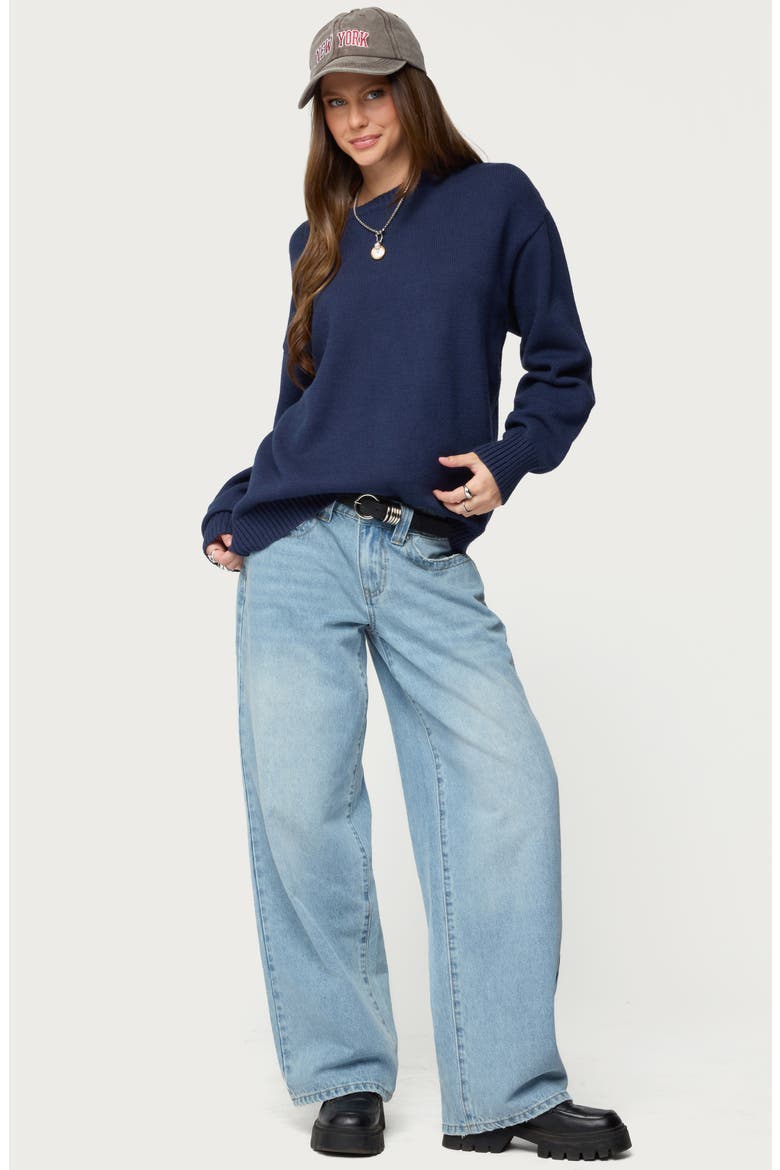 Priscila Oversize Crewneck Sweater, Alternate, color, NAVY