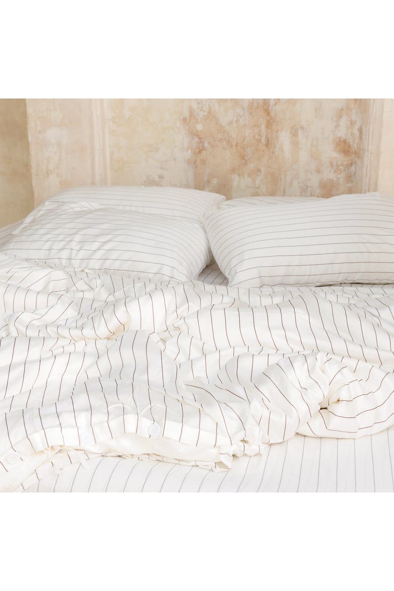 Organic Natural Striped Duvet Cover Set, Alternate, color, Espresso Stripe