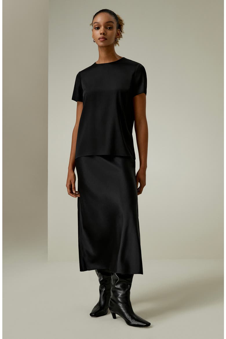 Women's Basic Silk T-shirt, Alternate, color, Black