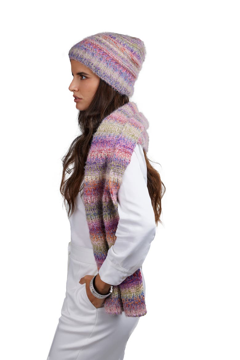 Multicolored Knit Scarf, Alternate, color, PURPLE MULTI