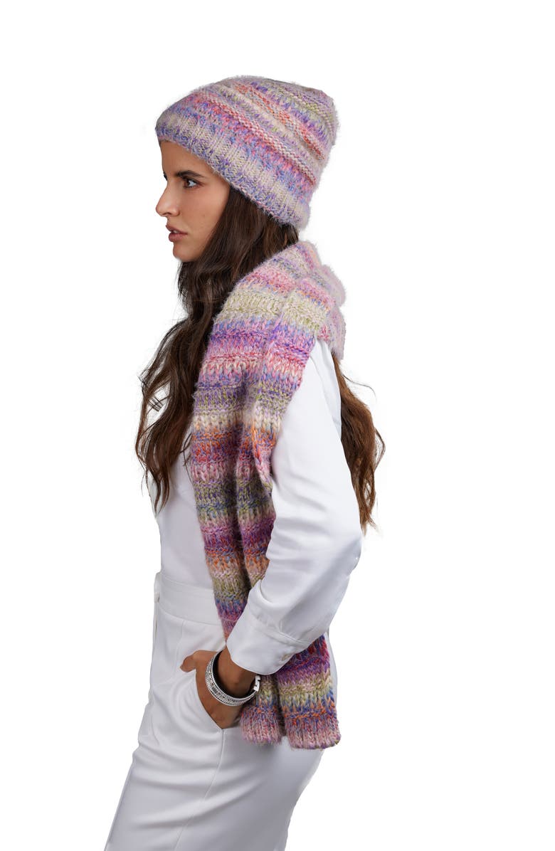 SAACHI Multicolored Knit Scarf, Alternate, color, Purple Multi