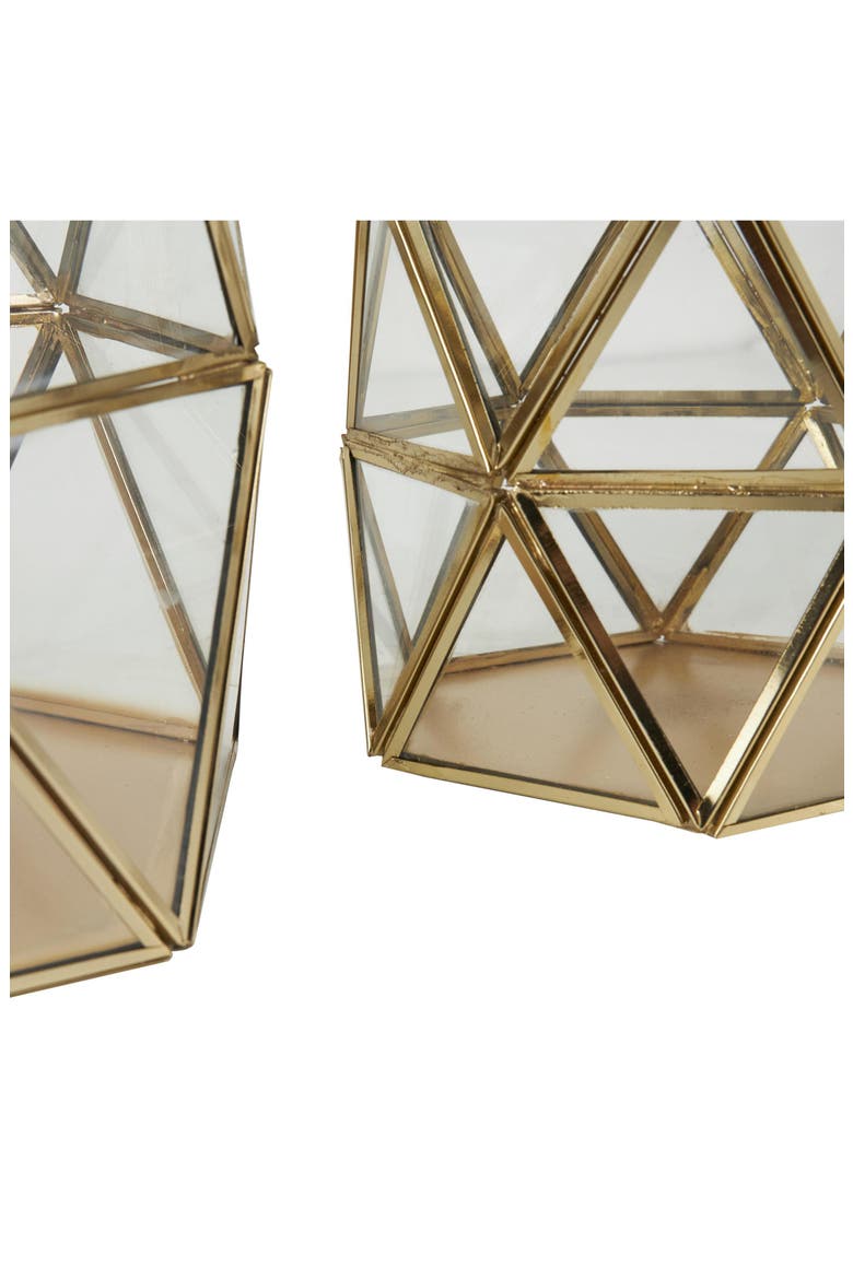 Set of 3 Modern Metal Lantern Candle Holders, Alternate, color, GOLD