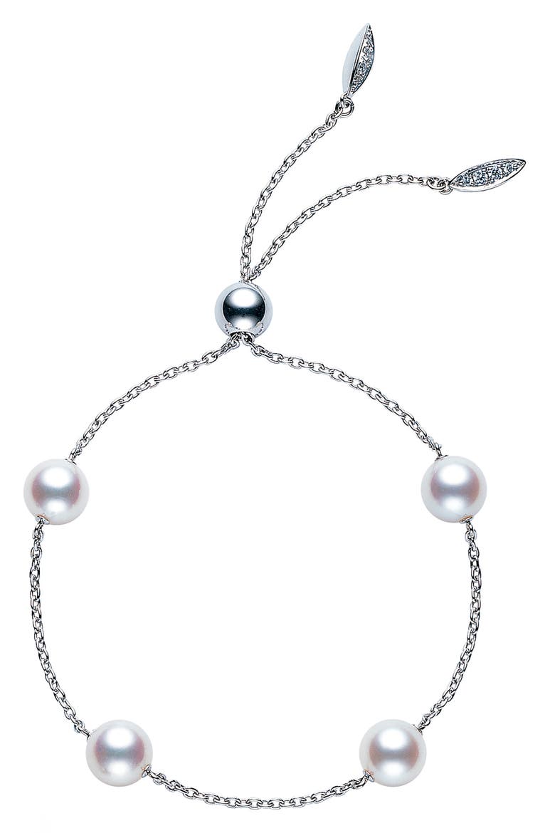 Japan Collections Pearl Slide Bracelet, Main, color, WHITE GOLD/ PEARL