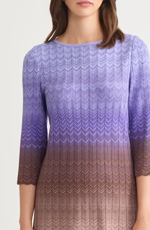 Misook Ombré Pointelle Sweater In Purple