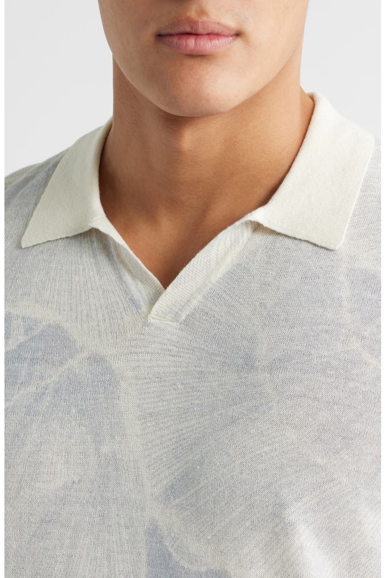 Asher Print Linen Blend Polo Shirt, Alternate, color, GREY