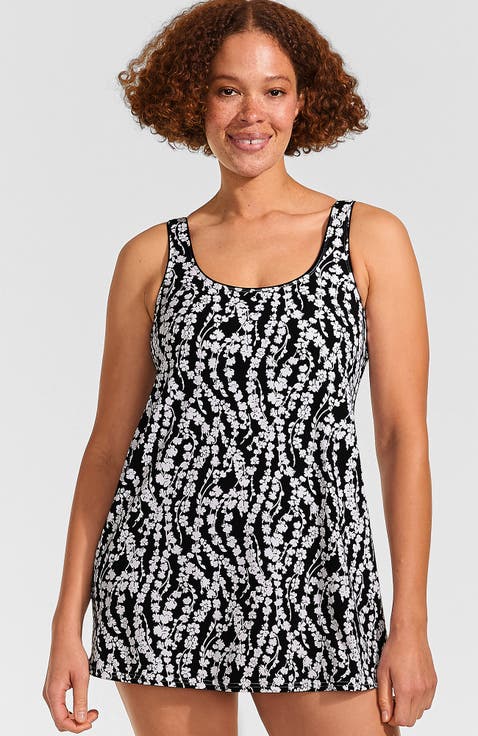 D-Cup Scoop Neck Swim Dress Swimsuit