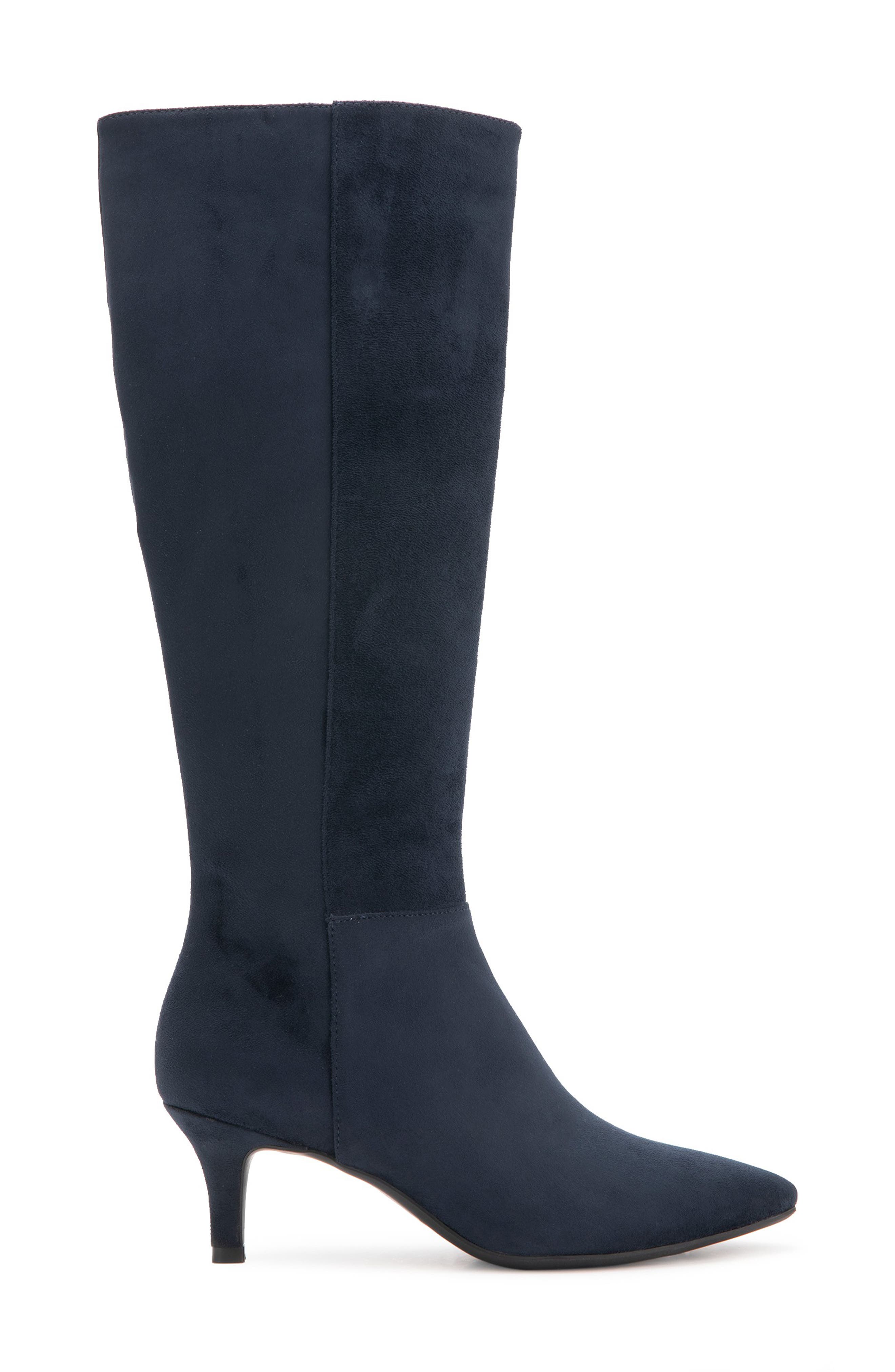 Aerosoles Epic Stretch Kitten Heel Tall Boot, Alternate, color, Navy Faux Suede