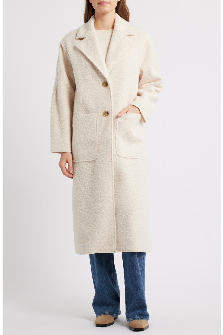Colette Faux Shearling Longline Coat, Alternate, color, CREAM
