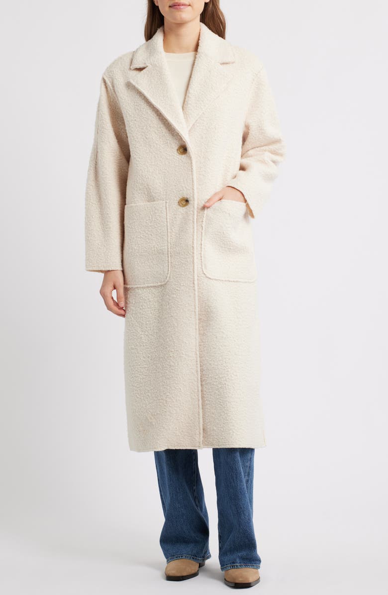 Marine Layer Colette Faux Shearling Longline Coat, Alternate, color, Cream
