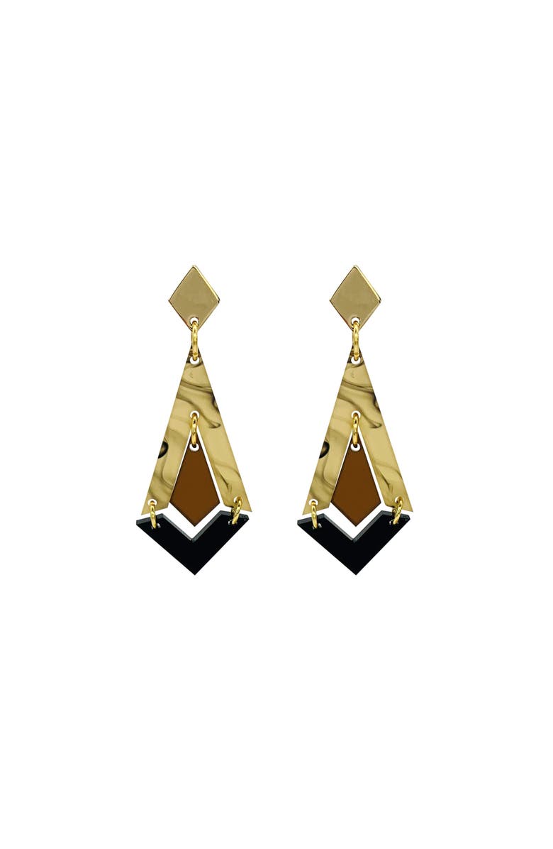 Toolally Art Deco Diamond Drop Earrings - White Tortoiseshell, Earth & Black, Main, color, Tortoiseshell And Earth