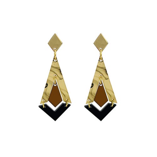 Toolally Art Deco Diamond Drop Earrings In Gold