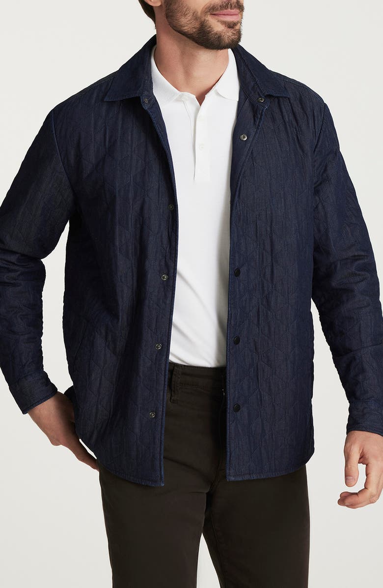 34 Heritage Quilted Denim Overshirt, Main, color, Rinse
