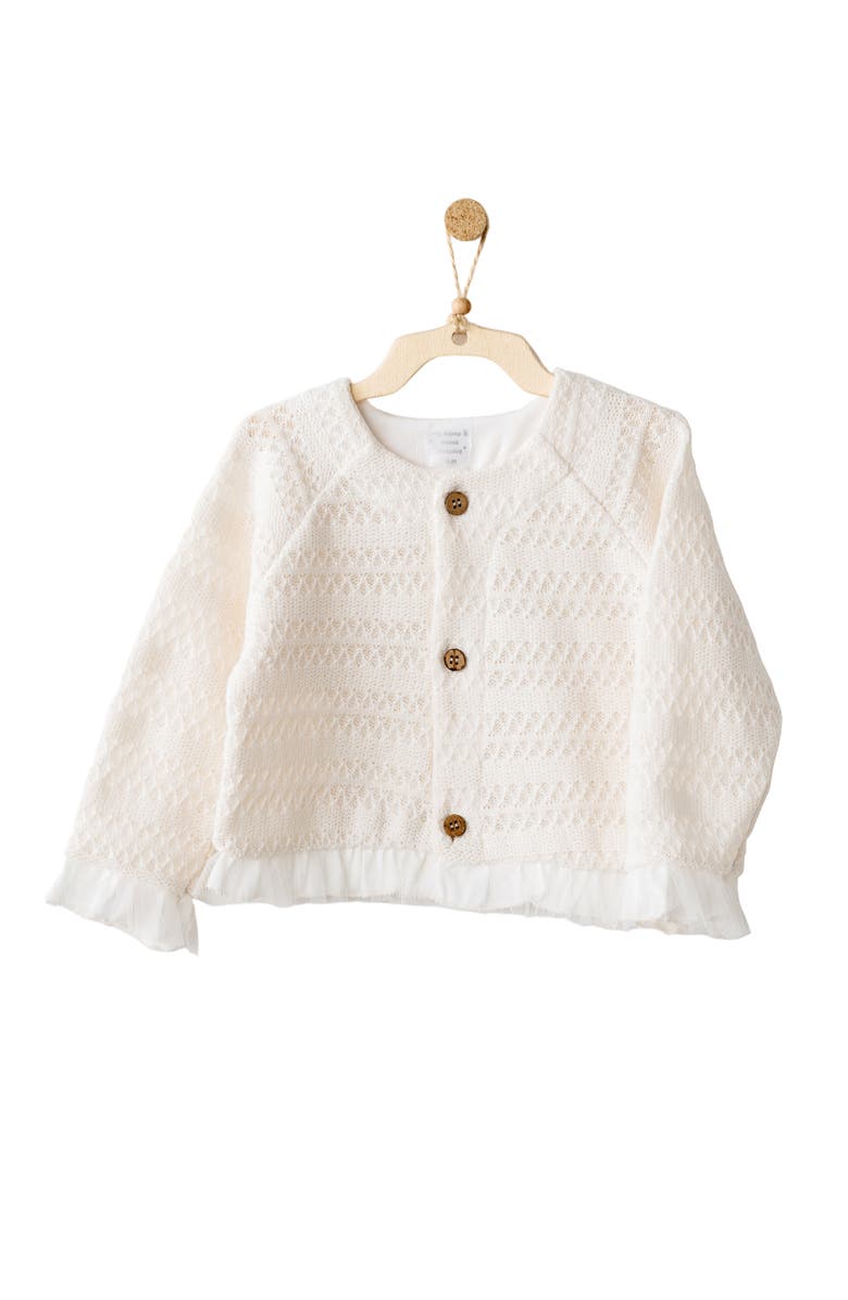 Andy Wawa Vanilla Ruffle Cardigan, Alternate, color, Ivory