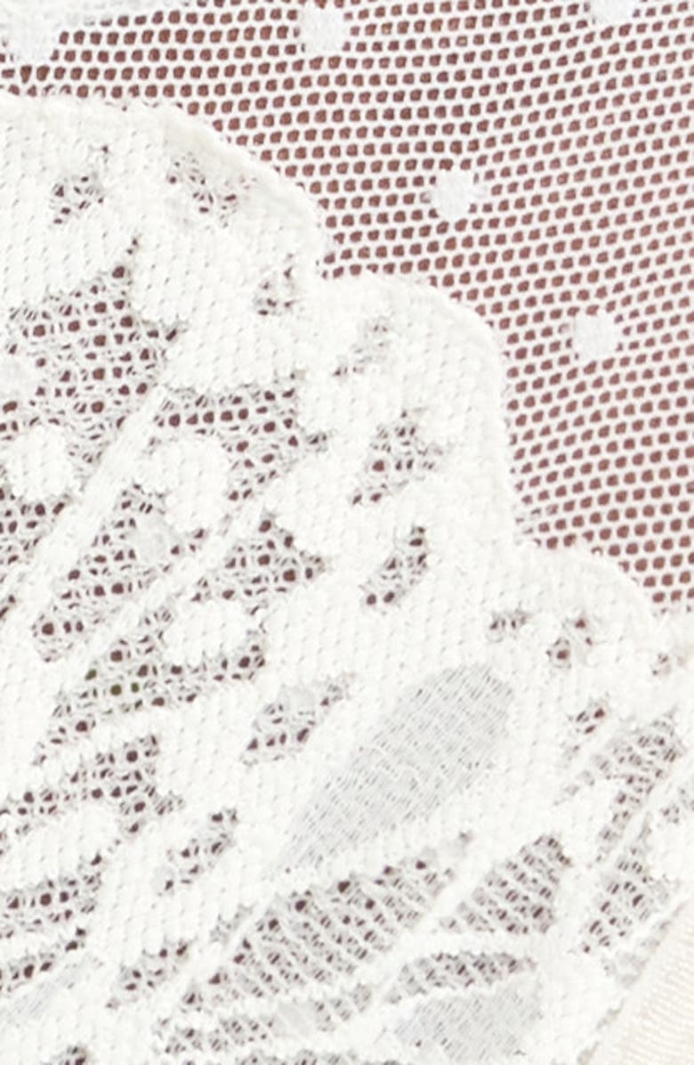 Hunkemöller Posie Ruffle Lace & Mesh G-String, Alternate, color, Snow White