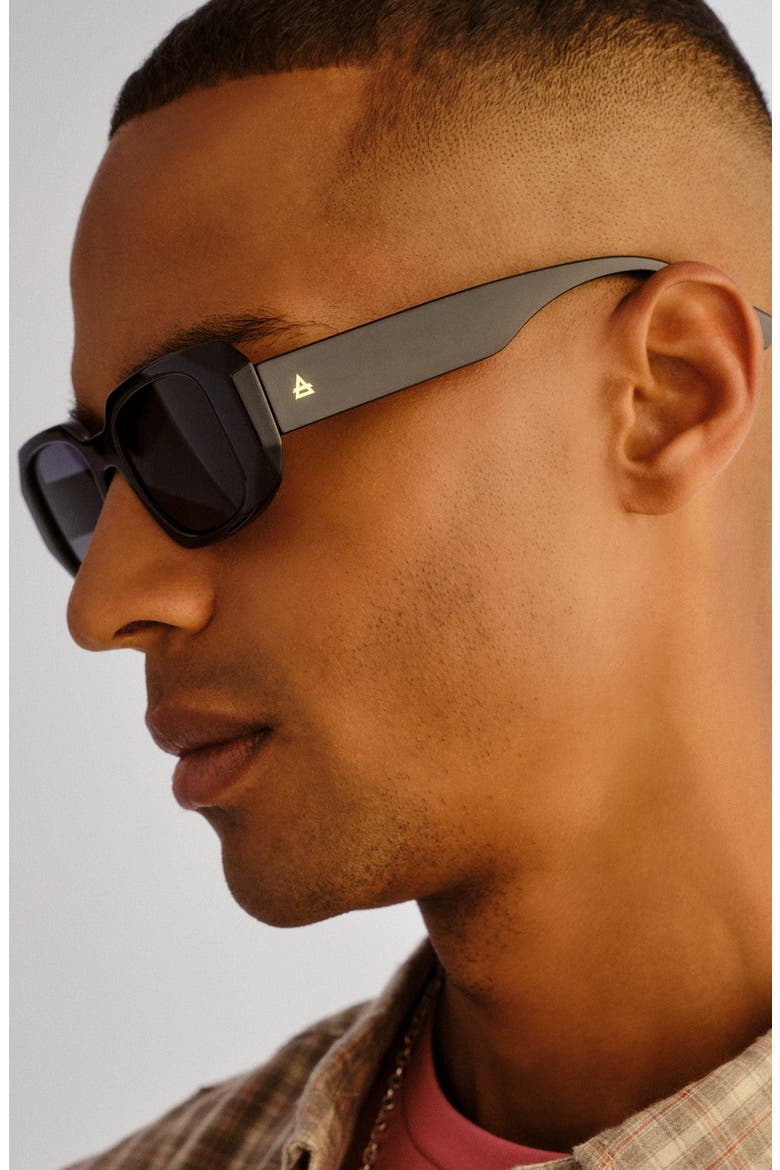 Ascendant 49mm Rectangular Sunglasses, Alternate, color, BLACK / SMOKE MONO