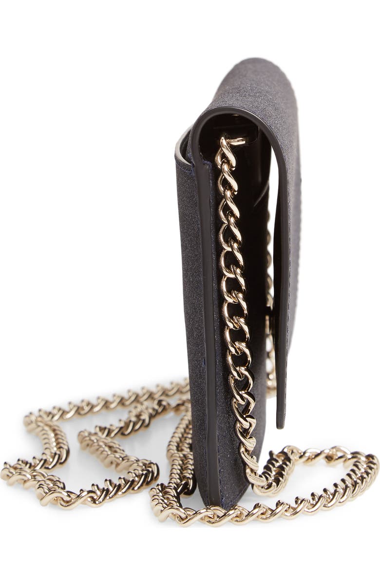 Kate Spade New York burgess court - brennan glitter leather crossbody clutch, Alternate, color,