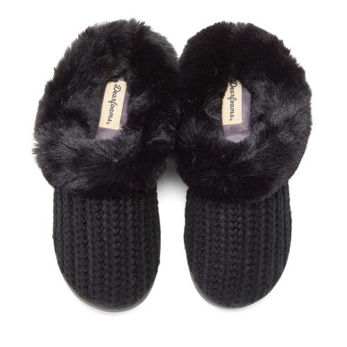 Dearfoams Hannah Festive Knit Clog Slipper In Black
