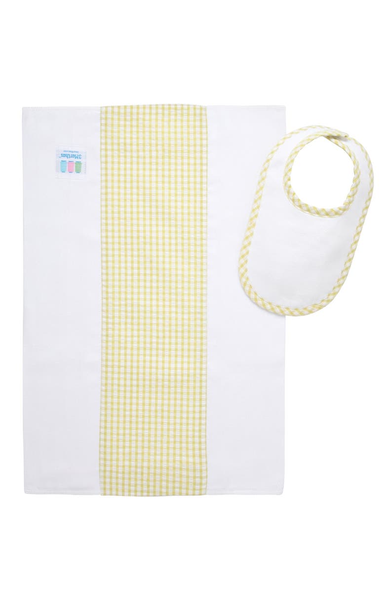 3 Marthas Big Check Drooler Bib & Burp Set, Alternate, color, Green