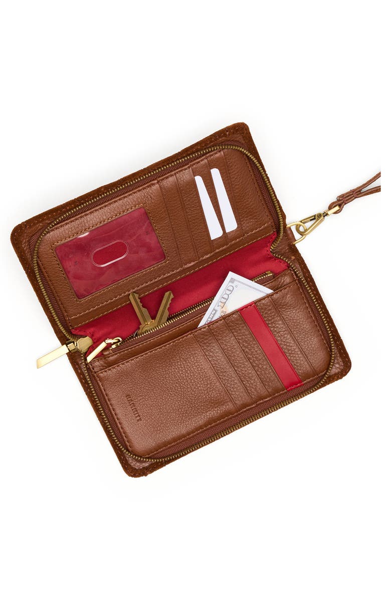 HAMMITT Bryant Wallet, Alternate, color, Chocolate Suede/Antique Gold