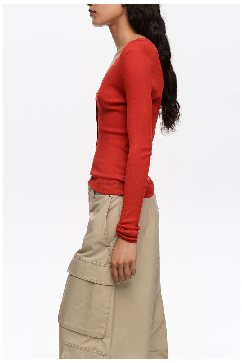 Fitted Ribbed Sweater, Alternate, color, RED