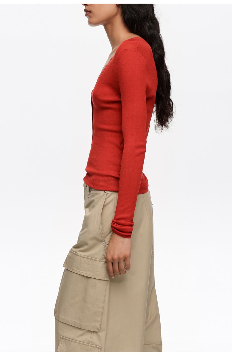 Bimba y Lola Fitted Ribbed Sweater, Alternate, color, Red