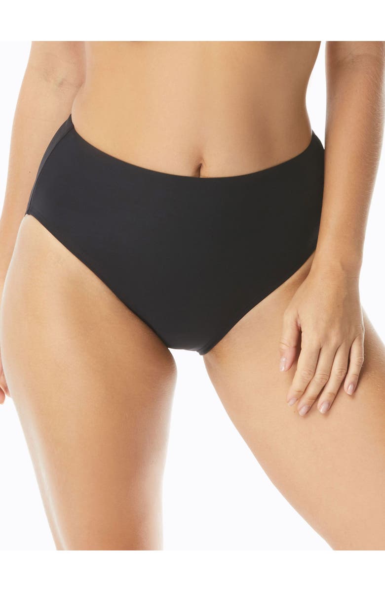 Coco Contours Onyx High Waist Bikini Bottom, Main, color, Black
