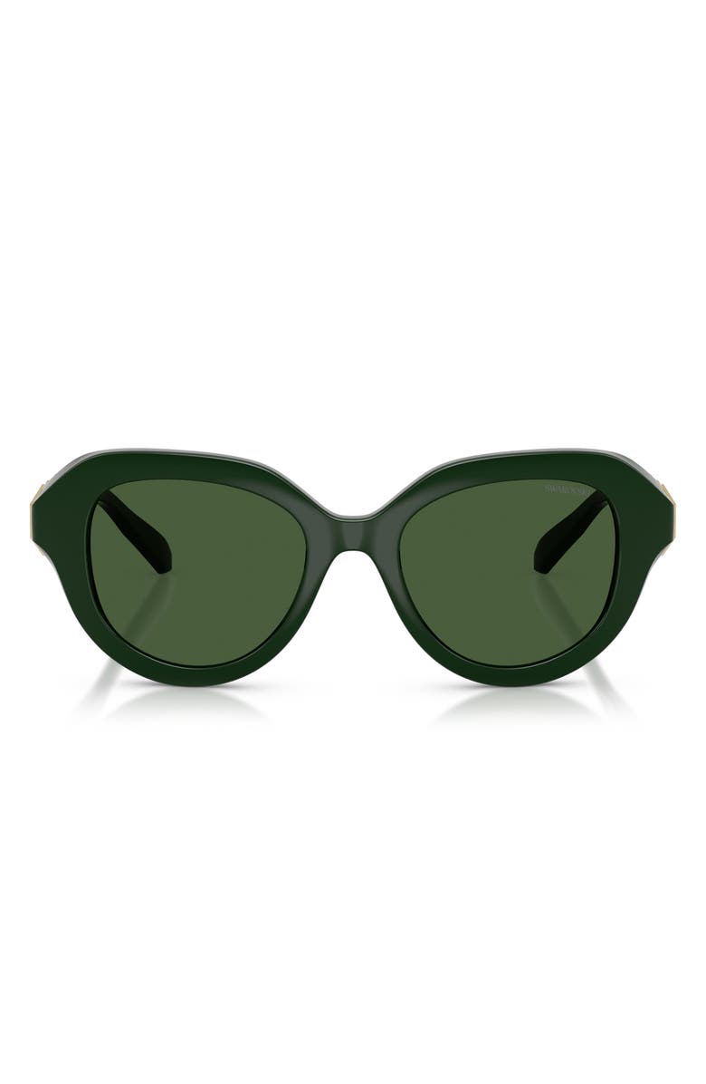 Swarovski 50mm Small Round Sunglasses, Main, color, Solid Green / Dark Green