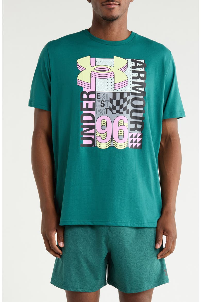 Logo Collage Graphic T-Shirt, Main, color, 338 RACK GREEN