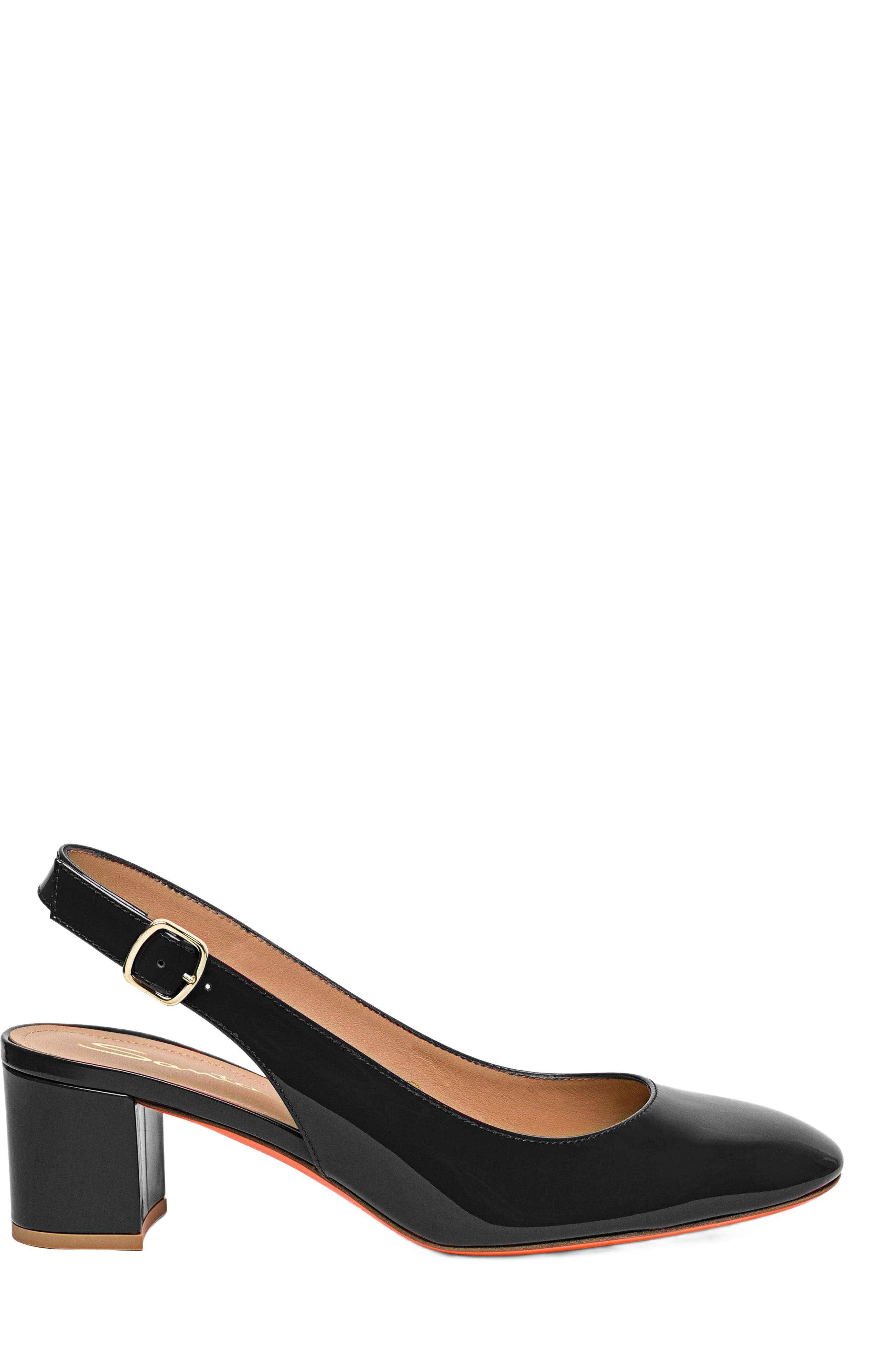 Santoni Women's patent leather mid-heel slingback, Main, color, 