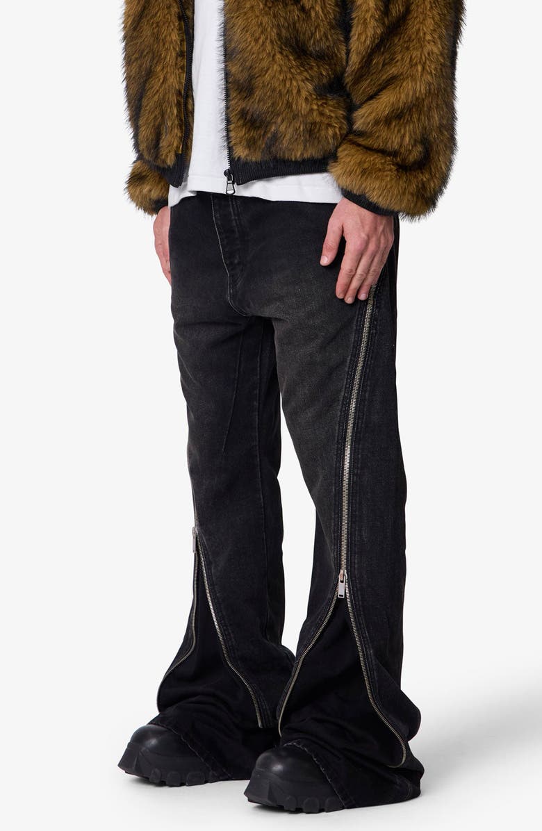 mnml Zipper Extra Flare Leg Jeans, Alternate, color,