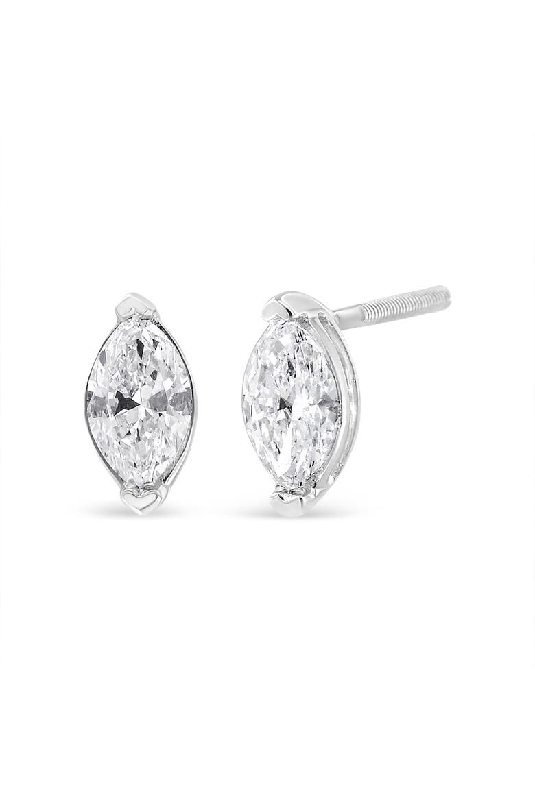 14K White Gold 4/5 Cttw Marquise Lab Grown Diamond Solitaire Stud Earrings, Main, color, White