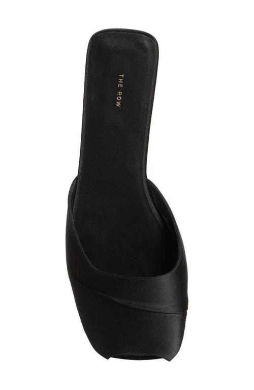 The Row Milla Satin Slide Sandal In Black