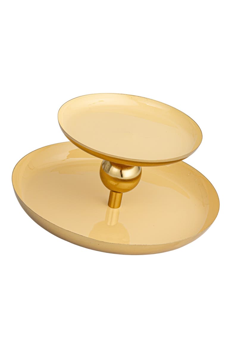 Storied Home Soleil Enameled Metal 2-Tier Tray, Main, color, Yellow