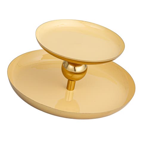 Soleil Enameled Metal 2-Tier Tray