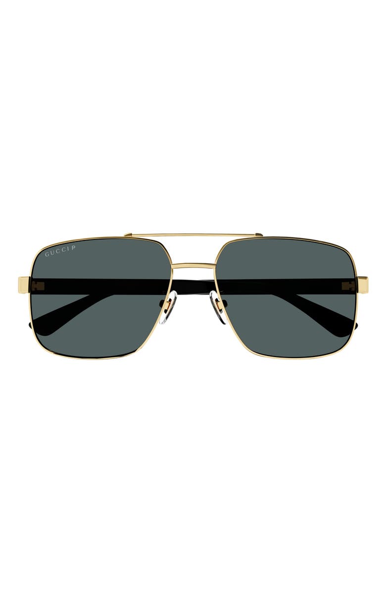 Gucci Polarized Aviator Sunglasses, Main, color, 