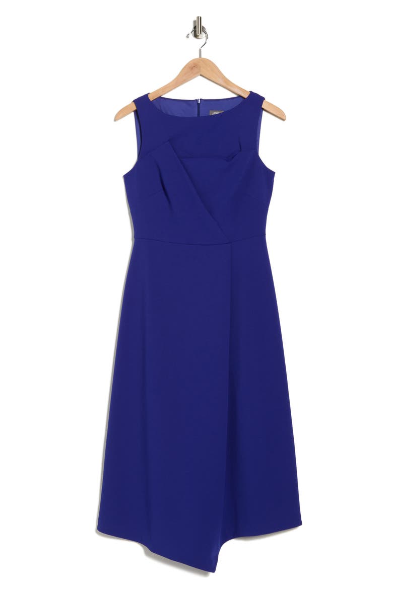 Sleeveless Stretch Crepe Fit & Flare Midi Dress, Alternate, color, COBALT