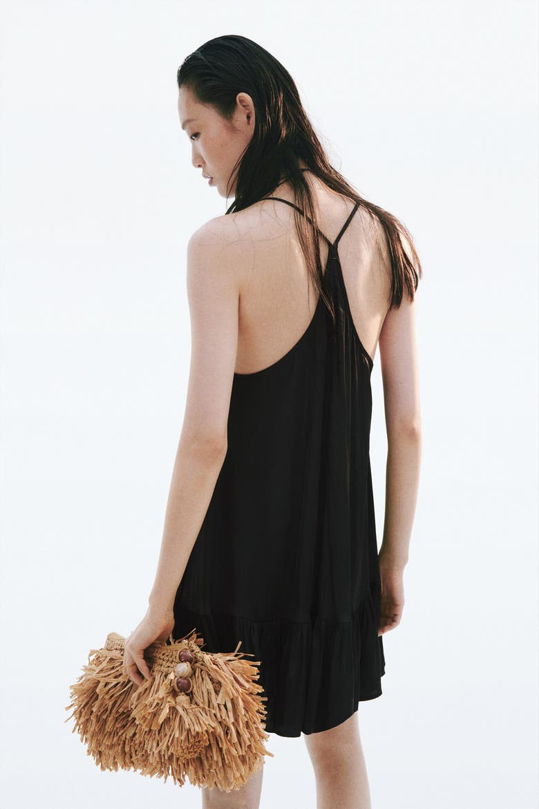 A-line Strappy Dress, Alternate, color, Black