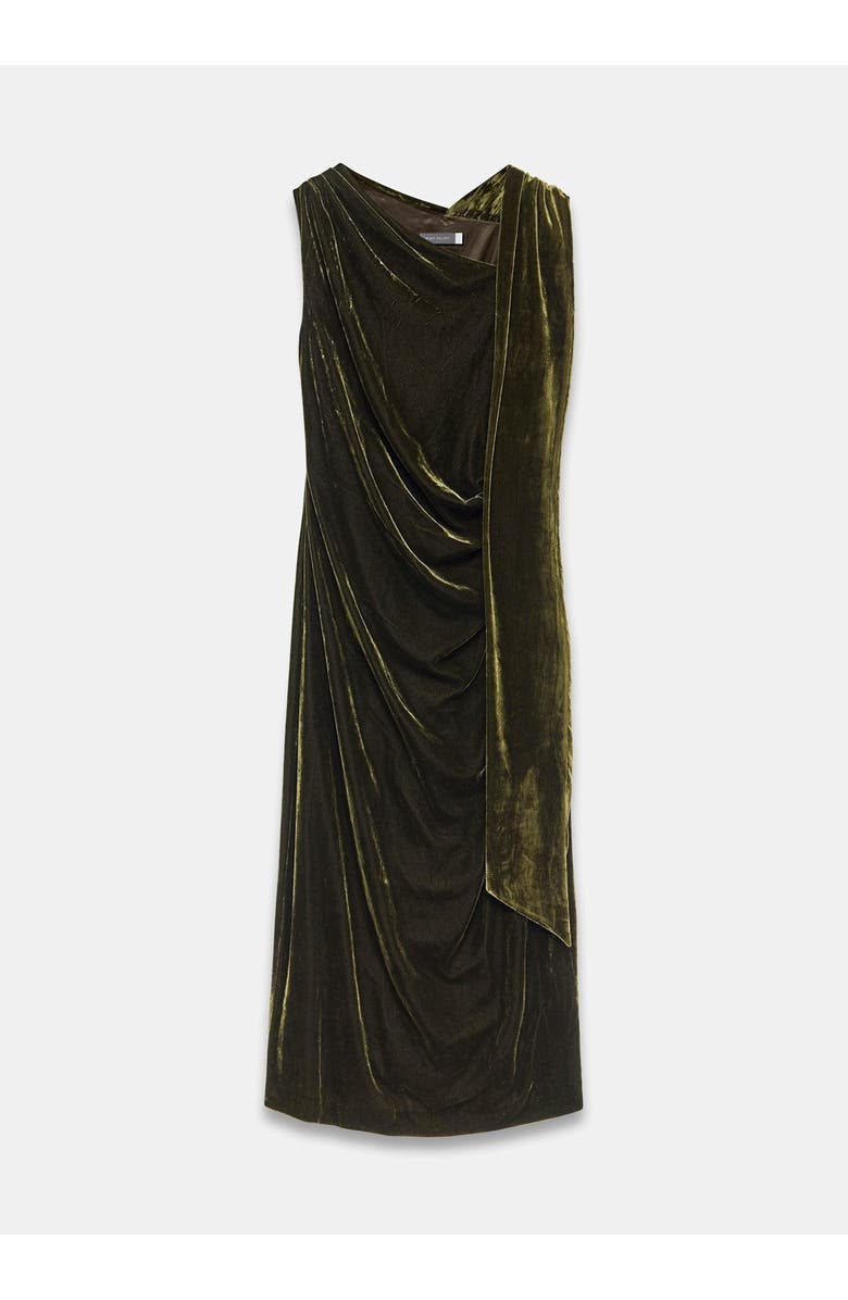 MINT VELVET Velvet Scarf Detail Midi Dress, Alternate, color, Khaki